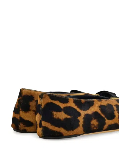 Ferragamo Horsehair Printed Vanna Ballet Flats In Animal Print