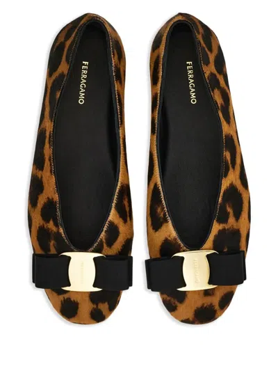 Ferragamo Horsehair Printed Vanna Ballet Flats In Animal Print