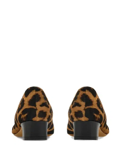 Ferragamo Rirri Bow-detailed Leather-trimmed Leopard-print Calf Hair Pumps In Brown