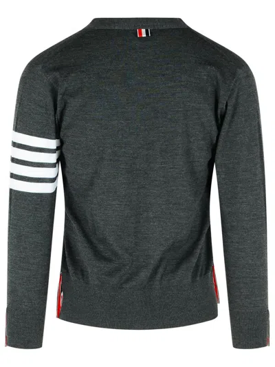 Thom Browne 4bar' Dark Grey Virgin Wool Cardigan In Gray