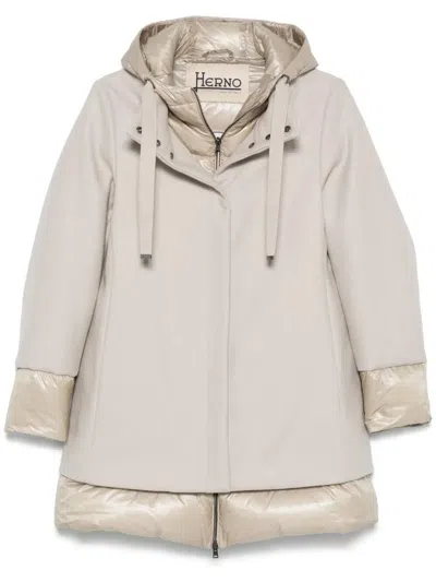 Herno Cappotto Svasato In Lana Con Imbottitura In Neutral