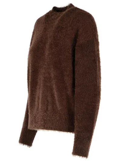 Moschino Knitwear Sweater Fuzzy Texture In Black