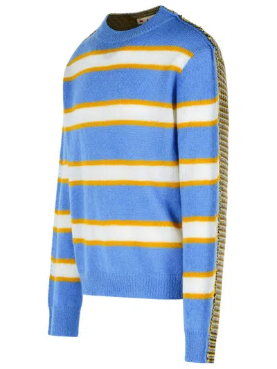 Marni Striped Pattern Round Neck Sweater In Blue