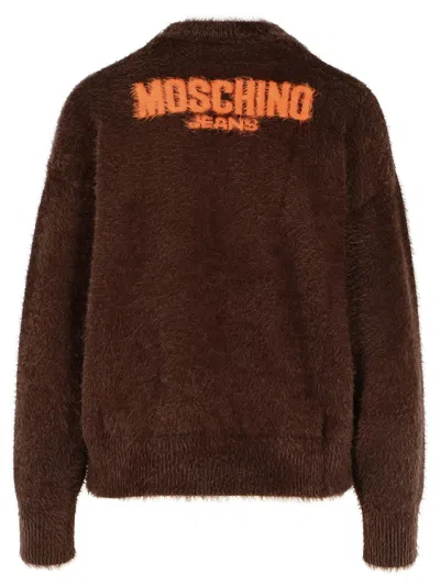 Moschino Knitwear Sweater Fuzzy Texture In Black