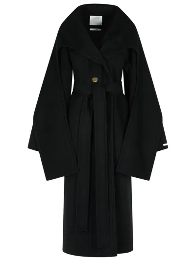 Sportmax Baldo Scarf-detail Virgin Wool Coat In Black