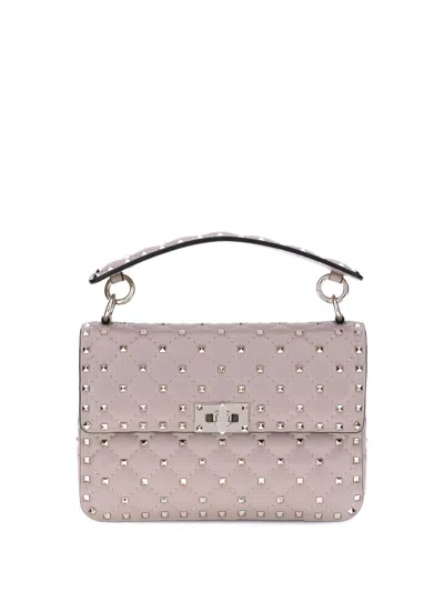 Valentino Medium Shoulder Bag Spike Rockstud In Neutral