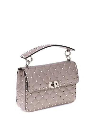 Valentino Medium Shoulder Bag Spike Rockstud In Neutral