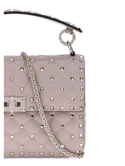 Valentino Medium Shoulder Bag Spike Rockstud In Neutral