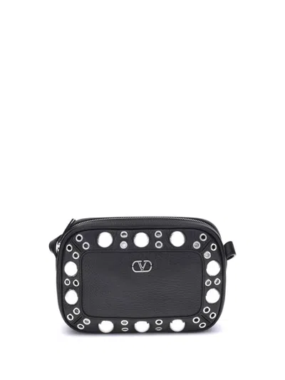 Valentino Nellcote Studded Leather Camera Crossbody Bag In Black