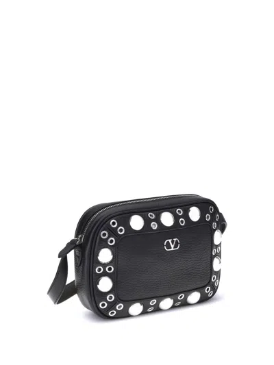 Valentino Nellcote Studded Leather Camera Crossbody Bag In Black