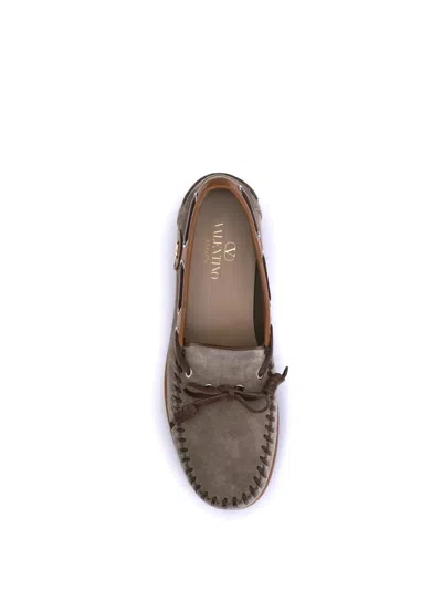Valentino Palm Avenue Suede And Leather Loafers In Brown