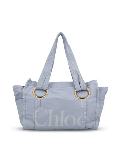 Chloé Plage Printed Cotton-canvas Tote In Blue