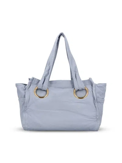 Chloé Plage Printed Cotton-canvas Tote In Blue