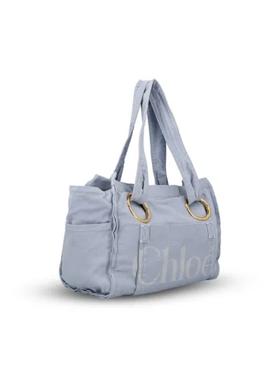 Chloé Plage Printed Cotton-canvas Tote In Blue