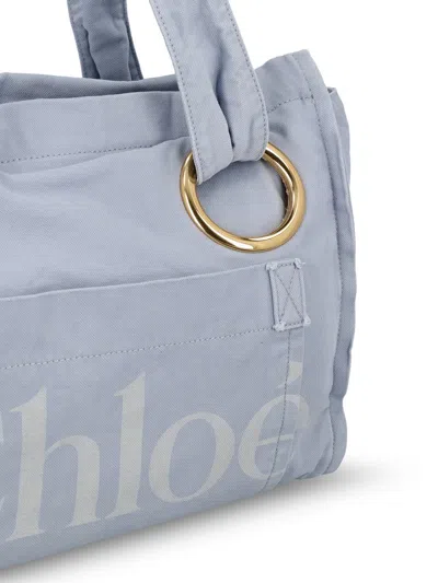 Chloé Plage Printed Cotton-canvas Tote In Blue