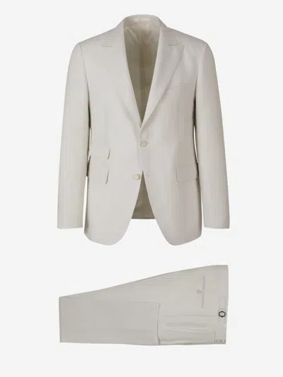 Scabal® Scabal Plain Linen Suit In Gray