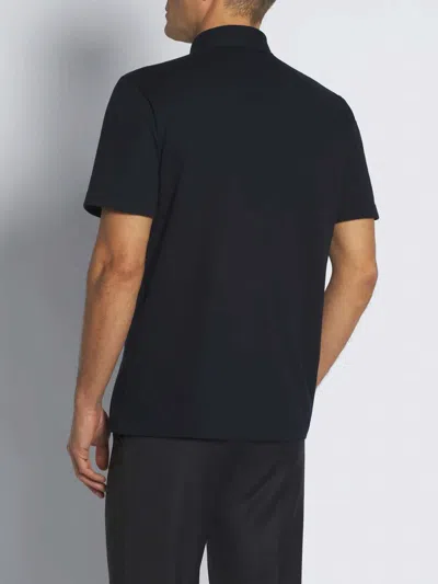 Brioni Piqué Cotton Polo Shirt In Black