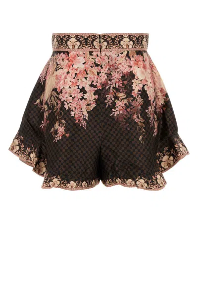 Zimmermann Womens Black Floral Illuminate Flutter Floral-print Silk And Cotton-blend Shorts Xs