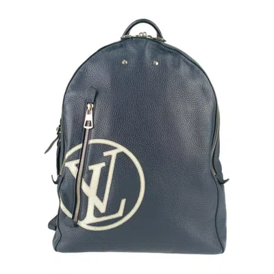 Pre-owned Louis Vuitton Dark Navy Leather Backpack ()