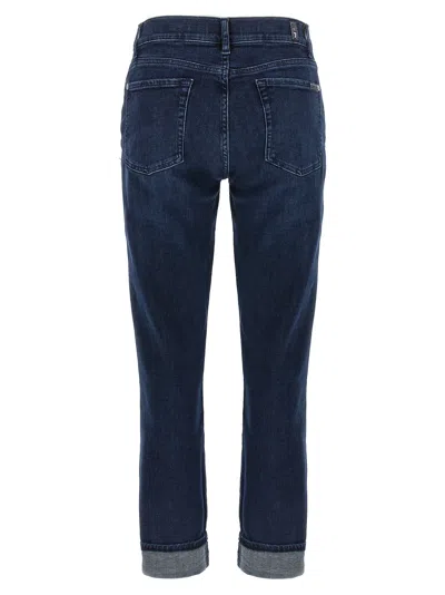 7 For All Mankind Rolled Cuffs Slim Fit Denim In Blue