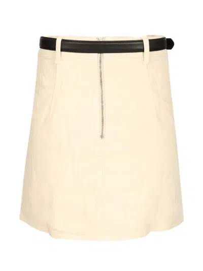 Self-portrait Beaded Floral Denim Mini Skirt Skirts White In Neutral