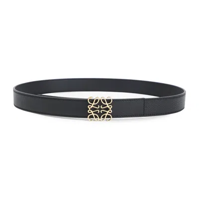 Loewe Calfskin Leather Belt With Intricate Gold-tone Buckle In Black