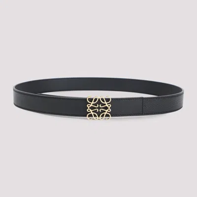 Loewe Calfskin Leather Belt With Intricate Gold-tone Buckle In Black