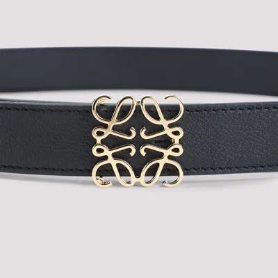 Loewe Calfskin Leather Belt With Intricate Gold-tone Buckle In Black