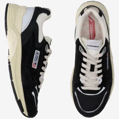 Autry Hyperway Black Low Top Sneakers With Logo Patch On Tongue And Side In Suede And Mesh Woman In Black