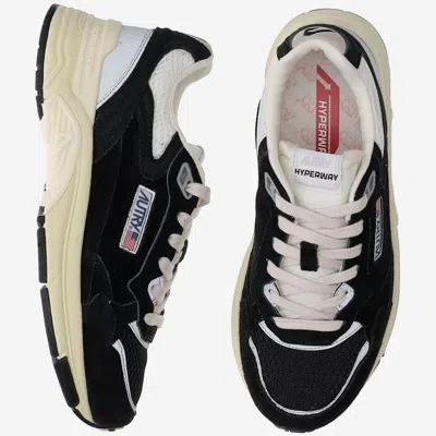 Autry Hyperway Black Low Top Sneakers With Logo Patch On Tongue And Side In Suede And Mesh Woman In Black