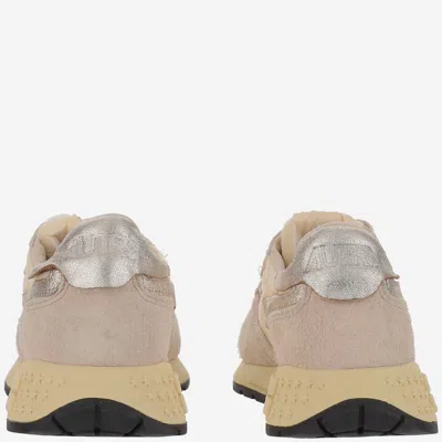 Autry Reelwind Low Sneakers In Nylon Suede And Leather Color Ecru And Platinum Shoes In Multi