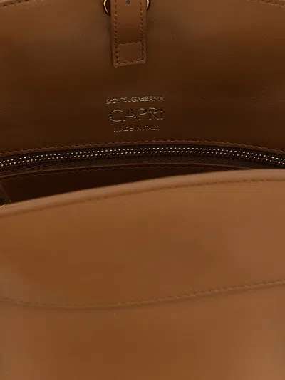 Dolce & Gabbana Brown Shoulder Bag With Two Top Handles And Buckle Closure On The Front In Leather Woman
