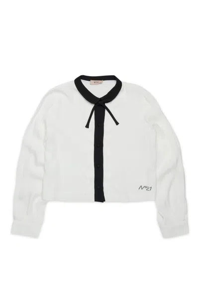 N°21 Camicia In Crêpe Con Fiocchetto In White