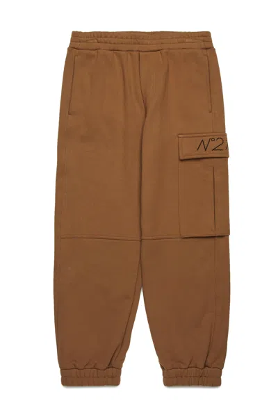 N°21 Pantaloni Jogger In Felpa Con Maxi Tasca In Brown