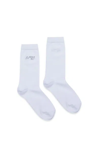 N°21 Calzini In Misto Cotone Con Logo In White