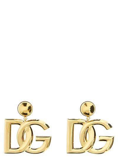 Dolce & Gabbana Crystal Logo Earrings Jewelry Gold In Yellow