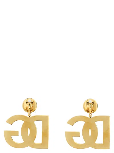 Dolce & Gabbana Crystal Logo Earrings Jewelry Gold In Yellow