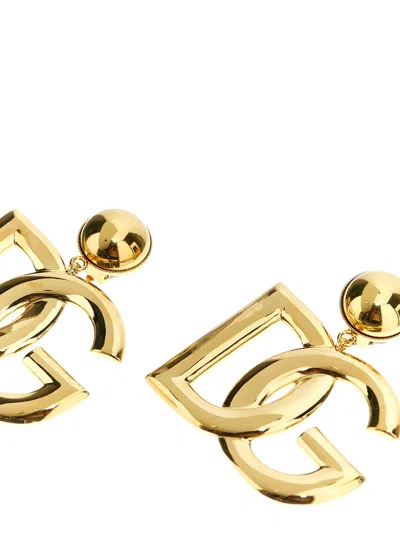 Dolce & Gabbana Crystal Logo Earrings Jewelry Gold In Yellow