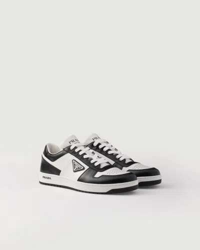 Prada White/black Leather Sneaker Downtown In White
