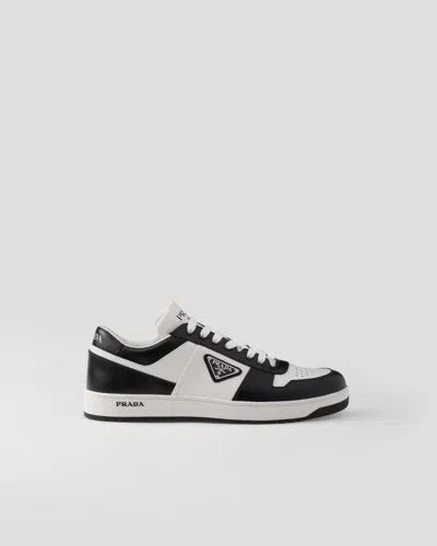 Prada White/black Leather Sneaker Downtown In White