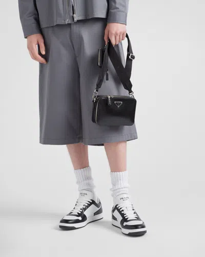 Prada White/black Leather Sneaker Downtown In White