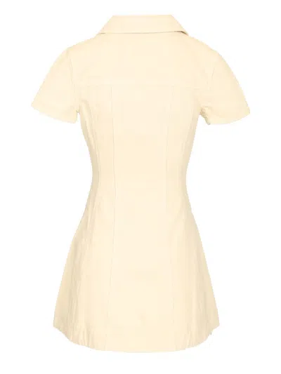 Self-portrait Structured Beige Dress With Classic Collar And Flap Pockets In Neutral