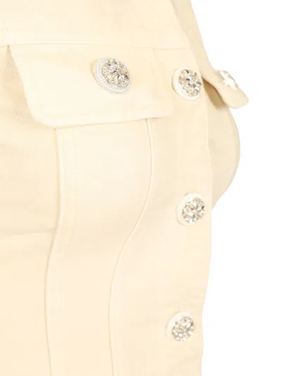 Self-portrait Structured Beige Dress With Classic Collar And Flap Pockets In Neutral