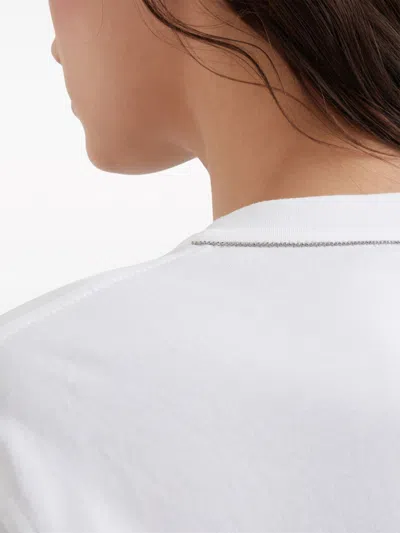 Brunello Cucinelli Cashmere-blend Knit Lurex T-shirt In White