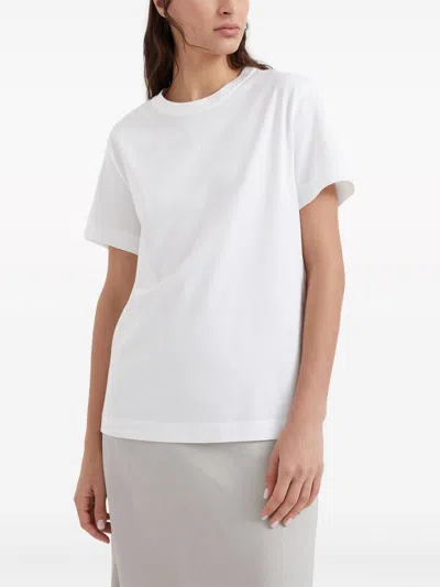 Brunello Cucinelli Cashmere-blend Knit Lurex T-shirt In White
