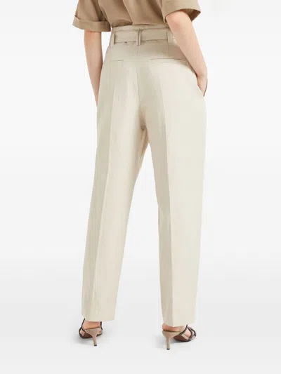 Brunello Cucinelli Linen Trousers With High Waist And Pockets