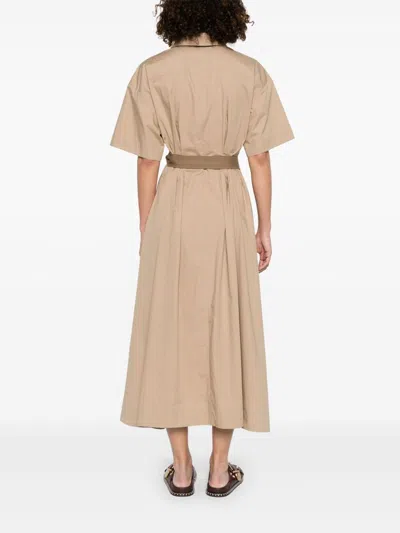 Brunello Cucinelli Women Cotton Belted Dress In Neutral
