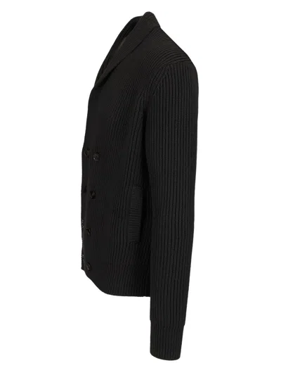 Tom Ford Shawl Collar Double-breasted Front Pockets Ribbed Texture