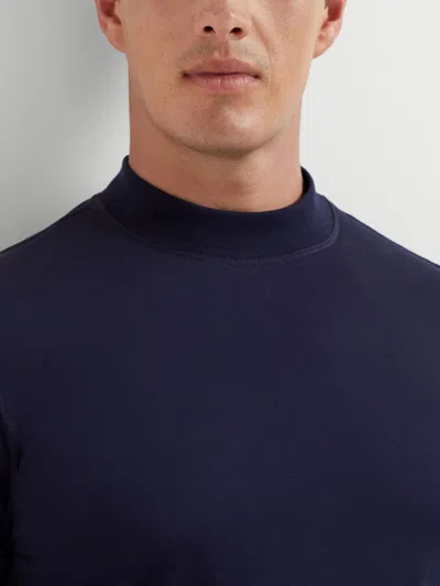 Brunello Cucinelli Contrasting-trims Solid T-shirts In Blue