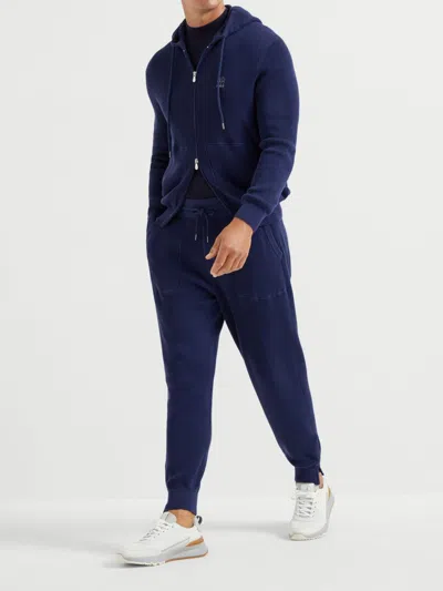 Brunello Cucinelli Contrasting-trims Solid T-shirts In Blue